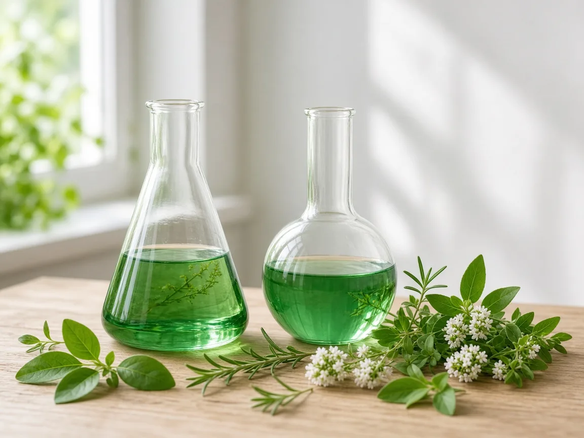 Green chemistry laboratory glassware with botanical extracts